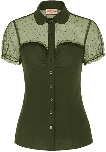 The LUXE Classic NK Vintage Polka Dot Mesh Top