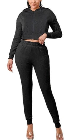 THE LUXE NK GLAM GIRL ACTIVE WEAR & LOUNGE WEAR COLLECTION - JAQUARD CROP JOGGING SET - JAC20SET