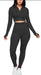 THE LUXE NK GLAM GIRL ACTIVE WEAR & LOUNGE SETS COLLECTION - SEAMLESS CROP ZIP UP ACTIVE WEAR SET - JA33