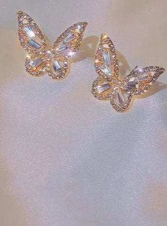 THE LUXE NK GLAM GIRL LUXURY JEWELRY COLLECTION - CZ RHINESTONE BUTTERFLY STUD EARRINGS