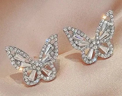 THE LUXE NK GLAM GIRL LUXURY JEWELRY COLLECTION - CZ RHINESTONE BUTTERFLY STUD EARRINGS