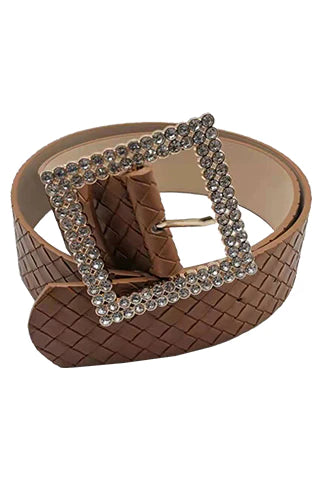 THE LUXE NK GLAM GIRL BELT & ACCESSORIES COLLECTION - PU LEATHER BRAIDED WIDE BELT -