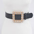 THE LUXE NK GLAM GIRL ACCESSORY & BELT COLLECTION - THE WIDE BLACK BIG RHINESTONE BUCKLE PLUS SIZE BELT - HB8085
