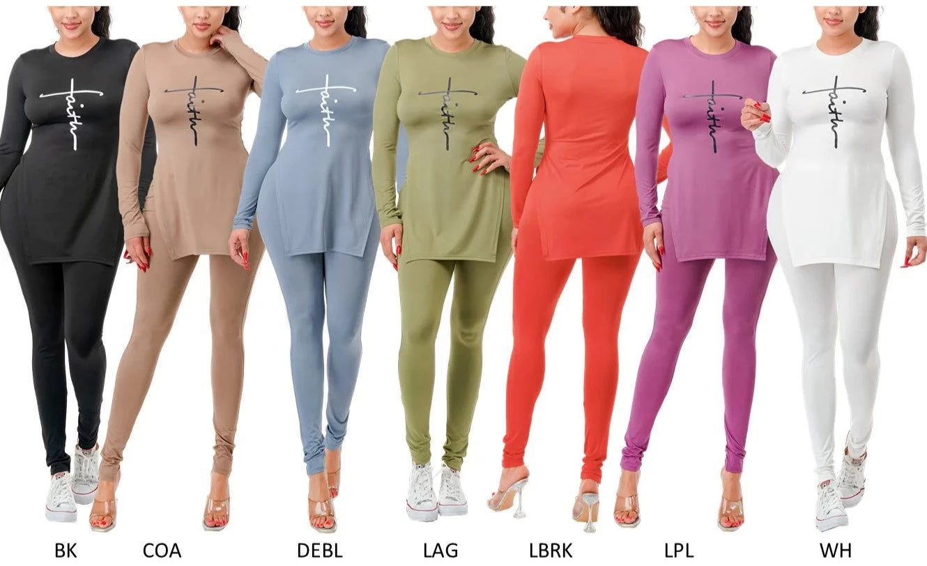 THE LUXE NK GLAM GIRL SPRING COLLECTION - I HAVE THE FAITH 2 PC LONG SLEEVE SET - MMS3002