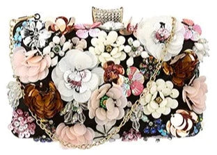 THE LUXE NK GLAM GIRL BELTS & ACCESSORY COLLECTION - GLAMOUR GIRL FLORAL EVENING CLUTCH -MMA1008