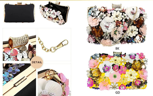 THE LUXE NK GLAM GIRL BELTS & ACCESSORY COLLECTION - GLAMOUR GIRL FLORAL EVENING CLUTCH -MMA1008