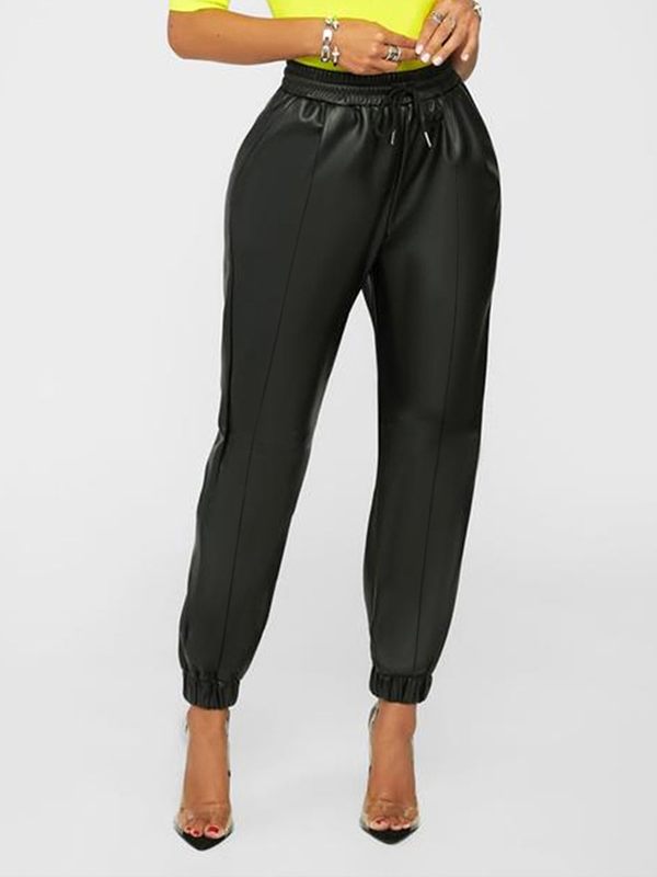 THE LUXE NK GLAM FLY GIRL DRAWSTRING FAUX LEATHER JOGGERS - NKLJ100