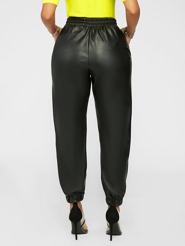 THE LUXE NK GLAM FLY GIRL DRAWSTRING FAUX LEATHER JOGGERS - NKLJ100
