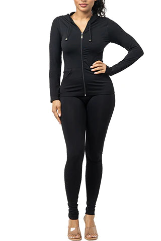 THE LUXE NK GLAM GLAM GIRL ACTIVE WEAR COLLECTION -  NK BASIC SEAMLESS ZIP UP HOODIE SET ACTIVE WEAR SETS - HD32-XP