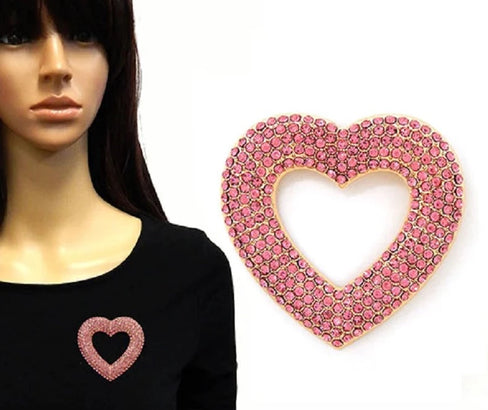 THE LUXE NK GLAM GIRL LUXURY JEWELRY COLLECTION - RHINESTONE HEART BROOCH -YM2043 -
