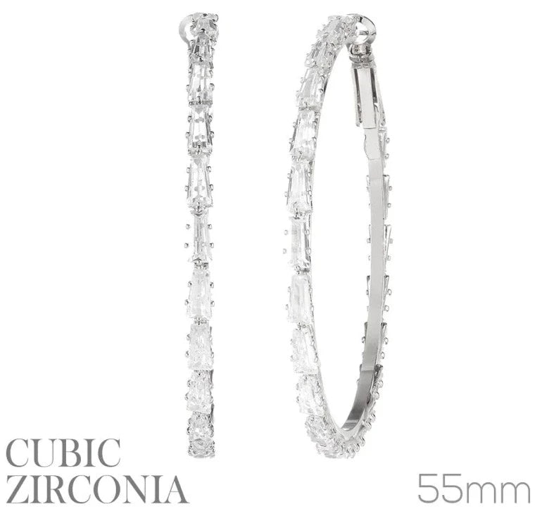 THE LUXE NK GLAM GIRL LUXURY JEWELRY COLLECTION - CZ RHINESTONE HOOP EARRINGS - 26374-45CR