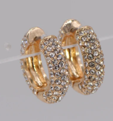 THE LUXE NK GLAM GIRL LUXURY JEWELRY COLLECTION- NK RHINESTONE HUGGIE HOOP EARRINGS- E1496