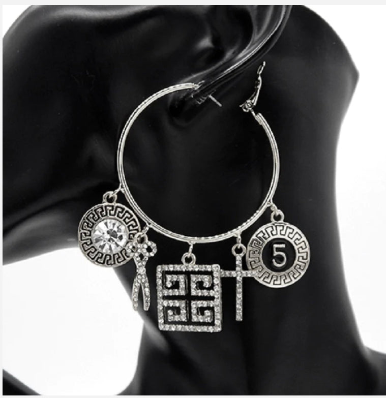 THE LUXE NK GLAM GIRL ACCESSORIES & BELT COLLECTION - GREEK HOOP DANGLE EARRINGS - YE3397