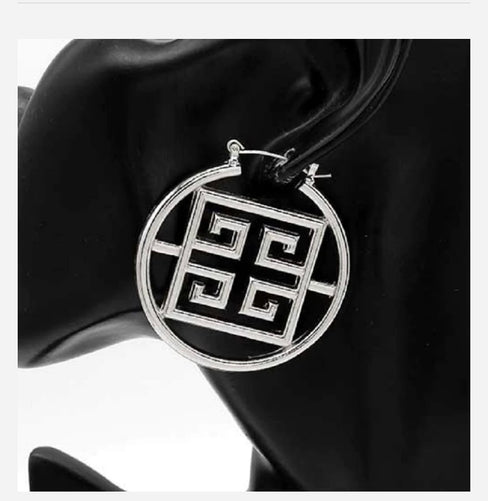 THE LUXE NK GLAM GIRL ACCESSORIES & BELT COLLECTION - GREEK HOOP DANGLE EARRINGS - YE3397