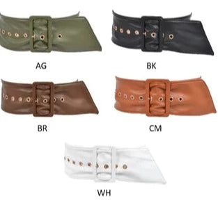 THE LUXE NK GLAM GIRL ACCESSORIES &  BELT COLLECTION - FAUX LEATHER WIDE LEATHER BUCKLE BELT - PB7776