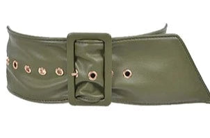 THE LUXE NK GLAM GIRL ACCESSORIES &  BELT COLLECTION - FAUX LEATHER WIDE LEATHER BUCKLE BELT - PB7776