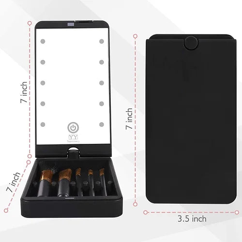 THE LUXE NK GLAM FLY GIRL BEAUTY COLLECTION - MAKEUP BRUSH CASE WITH LIGHTED MIRROR