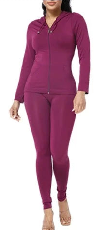 THE LUXE NK GLAM GLAM GIRL ACTIVE WEAR COLLECTION -  NK BASIC SEAMLESS ZIP UP HOODIE SET ACTIVE WEAR SETS - HD32-XP