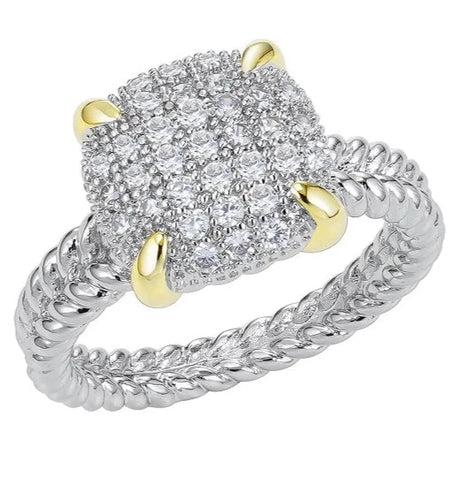 THE LUXE NK GLAM GIRL LUXURY JEWELRY COLLECTION - CZ RHINESTONE PRINCESS RING - R3231