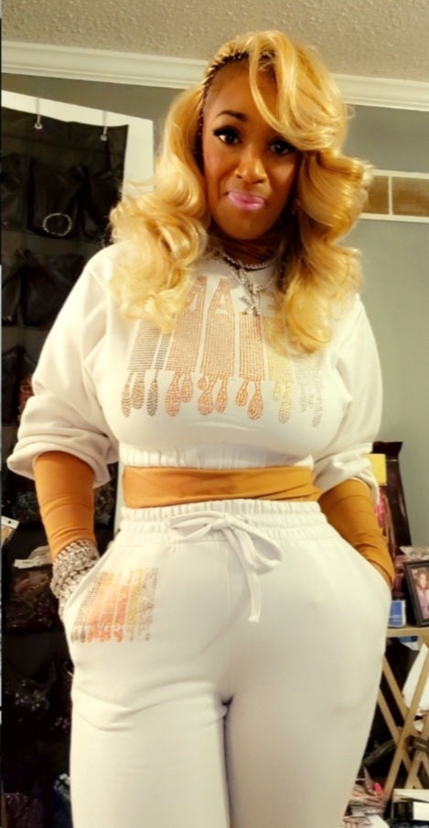 THE LUXE NK GLAM FLY GIRL CROP BROWN GIRL MELANIN JOGGER SET - MELAINI108