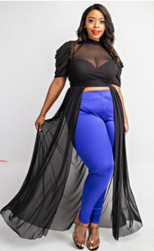 The LUXE CLASSIC NK PLEATED SHEER MAXY TOP-NK64
