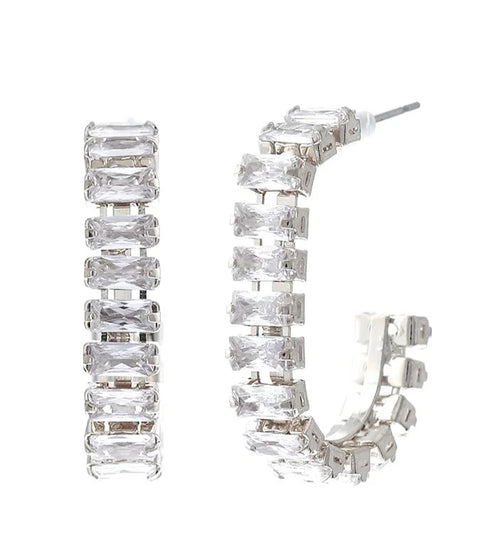 THE LUXE NK GLAM GIRL LUXURY JEWELRY COLLECTION - CZ RHINESTONE HOOP EARRINGS -27218