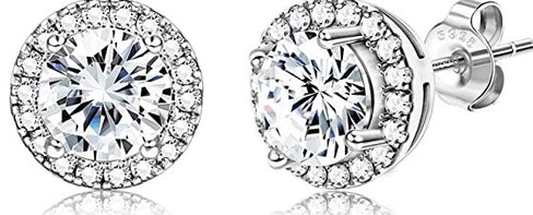 THE LUXE NK GLAM GIRL LUXURY JEWELRY COLLECTION - CZ RHINESTONE ROUND CUT HALO STUD EARRINGS - E4605-RHCL