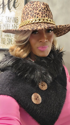 THE LUXE NK GLAM LEOPARD FUR SCARF OVERLAY - NK651