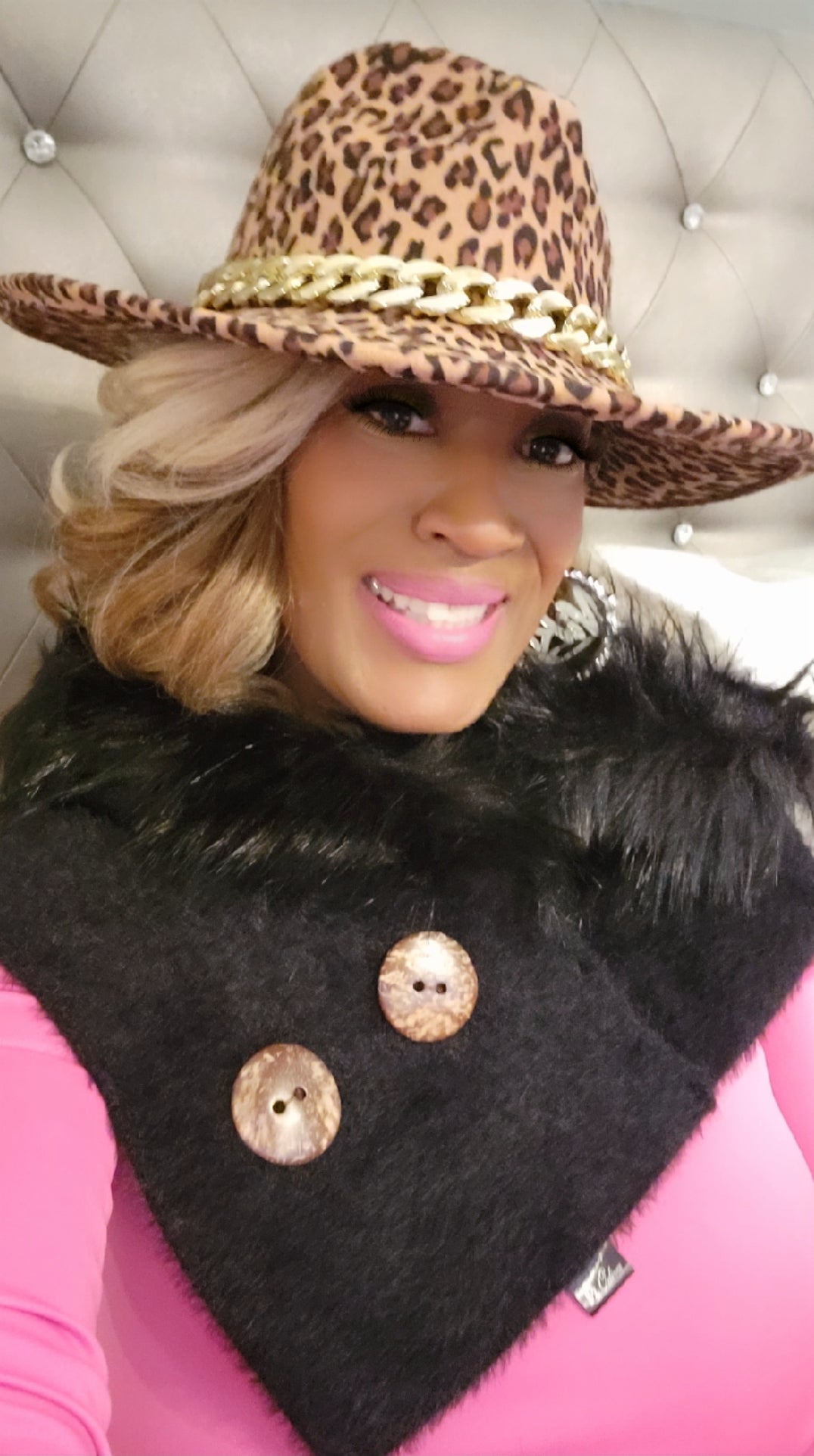 THE LUXE NK GLAM LEOPARD FUR SCARF OVERLAY - NK651