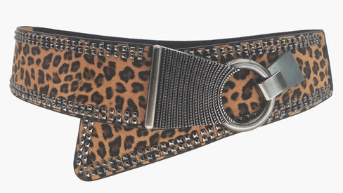 THE LUXE NK GLAM HIGH FASHION WIDE LEOPARD STRETCH BELT - NKB1020
