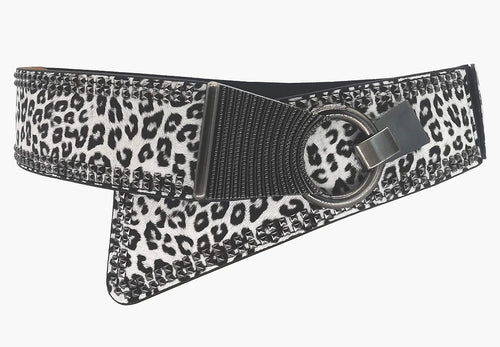 THE LUXE NK GLAM HIGH FASHION WIDE LEOPARD STRETCH BELT - NKB1020