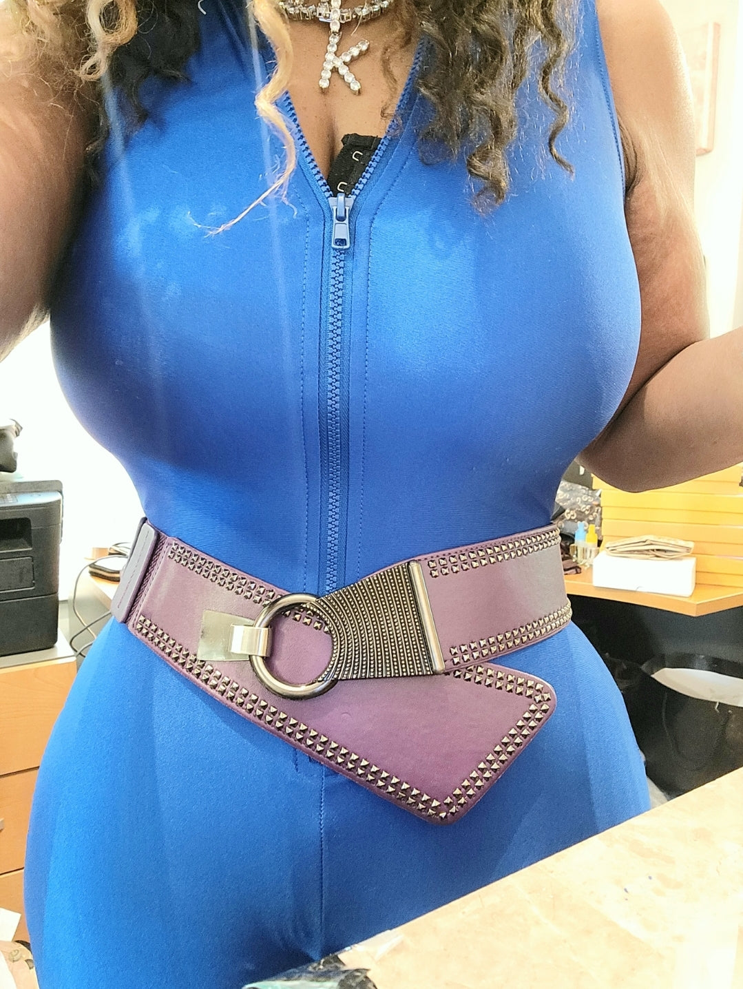 THE LUXE NK GLAM HIGH FASHION WIDE LEOPARD STRETCH BELT - NKB1020