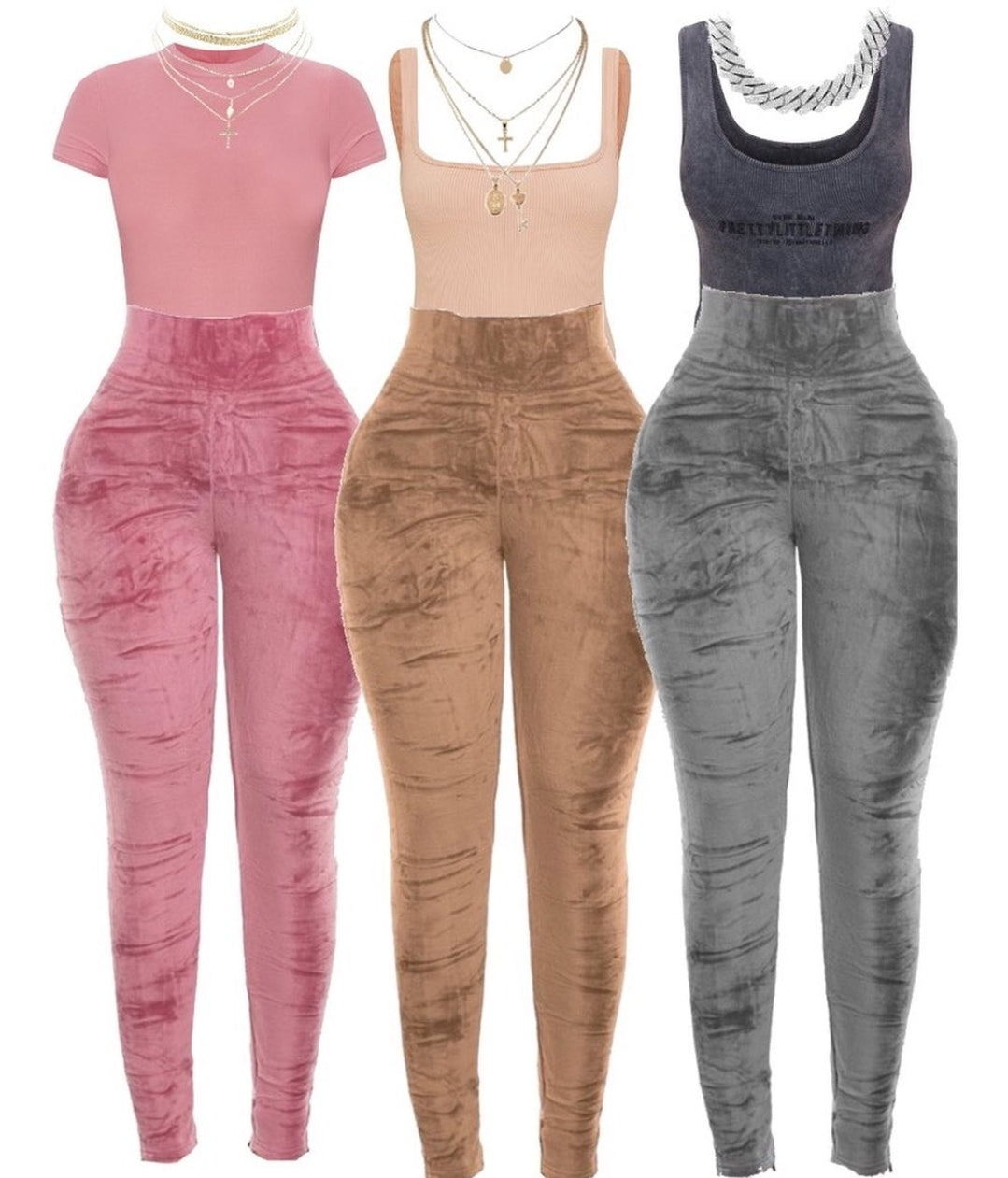 THE LUXE NK GLAM FLY GIRL HIGH WAIST VELVET LEGGINGS - VEL100