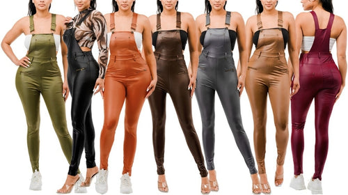 THE LUXE NK GLAM PU LEATHER OVERALLS - MMJ1002