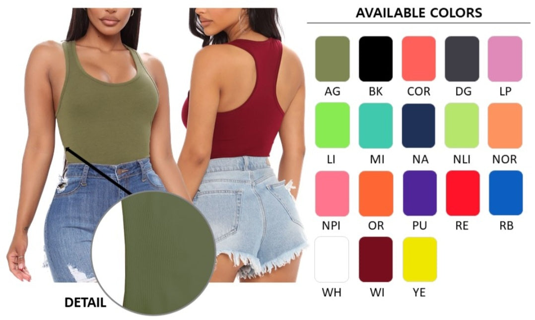 THE LUXE NK GLAM SEAMLESS RACERBACK STRETCHY TANK TOPS-TANKS