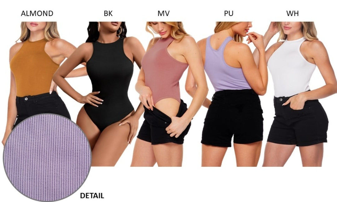 THE LUXE NK GLAM SUPER SOFT RIBBED TANK BODYSUIT -BST04