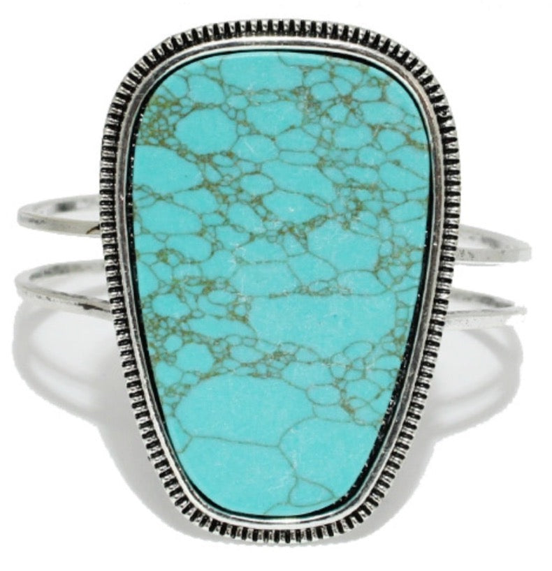 THE LUXE NK GLAM FLY WESTERN GLAM GIRL BIG TURQUOISE STONE BANGLE BRACELET - VOLUME2