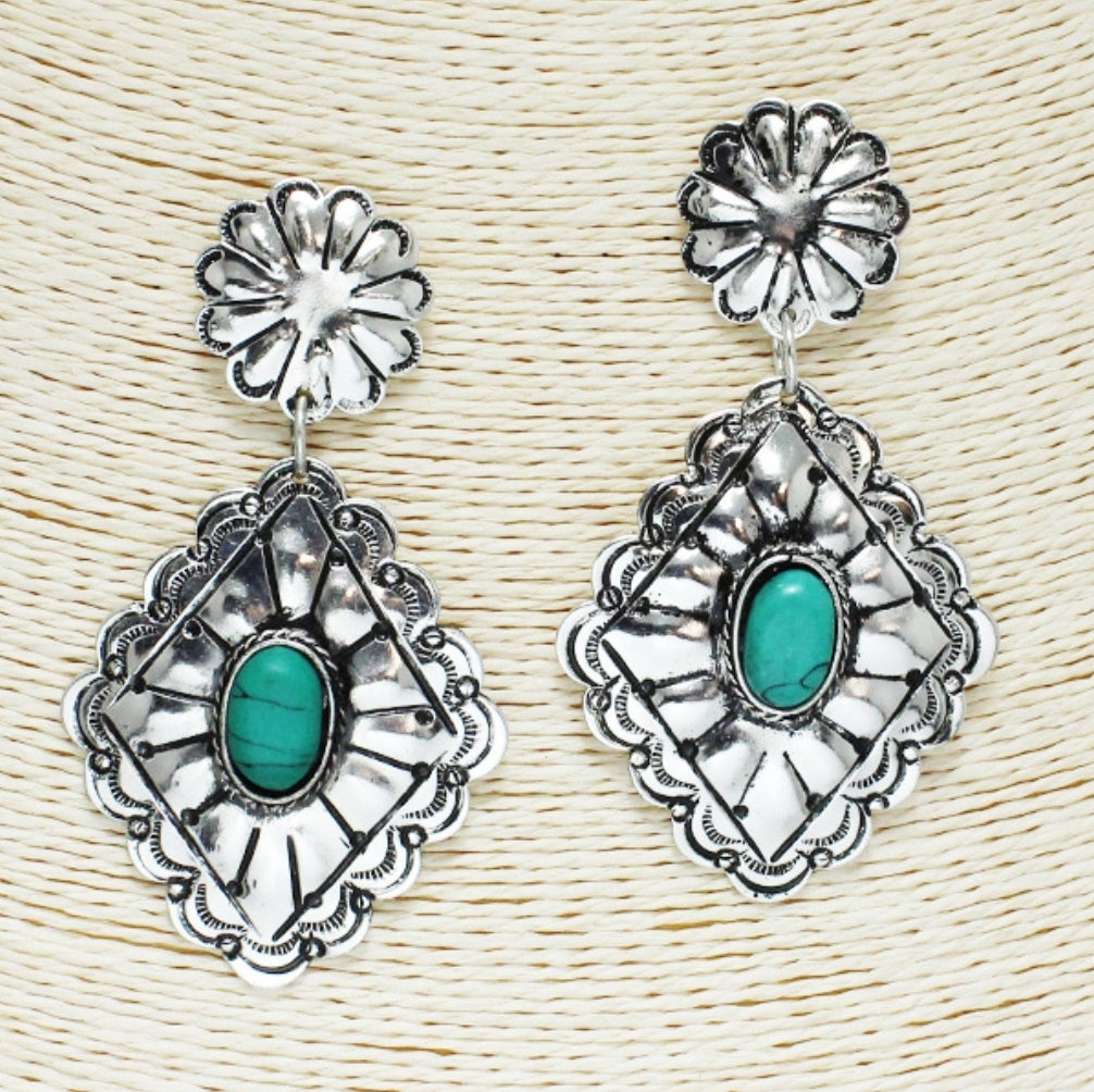THE LUXE NK GLAM FLY WESTERN GIRL DIAMOND TURQUOISE EARRINGS - VOLUME 1