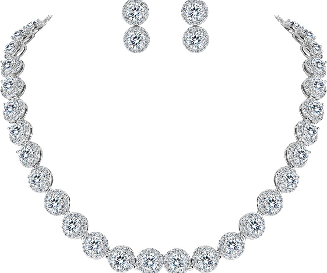THE LUXE NK GLAM GIRL LUXURY JEWELrY COLLECTION - CZ RHINESTONE TENNIS NECKLACE SET  - NK5425