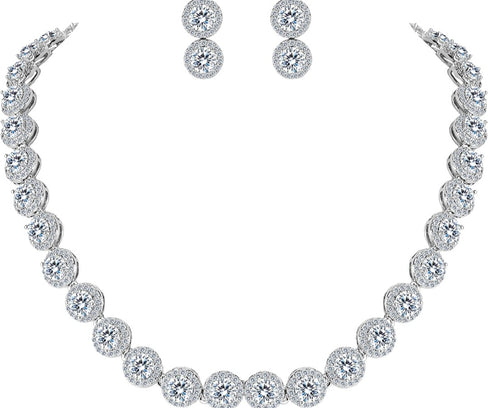 THE LUXE NK GLAM GIRL LUXURY JEWELrY COLLECTION - CZ RHINESTONE TENNIS NECKLACE SET  - NK5425