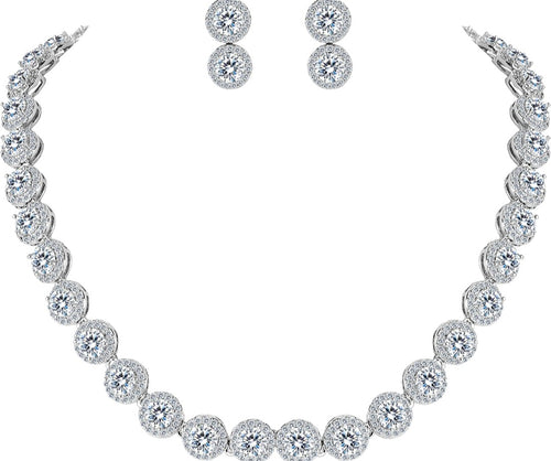 THE LUXE NK GLAM GIRL LUXURY JEWELrY COLLECTION - CZ RHINESTONE TENNIS NECKLACE SET  - NK5425