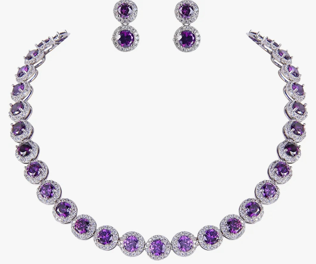 THE LUXE NK GLAM GIRL LUXURY JEWELrY COLLECTION - CZ RHINESTONE TENNIS NECKLACE SET  - NK5425