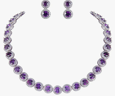 THE LUXE NK GLAM GIRL LUXURY JEWELrY COLLECTION - CZ RHINESTONE TENNIS NECKLACE SET  - NK5425