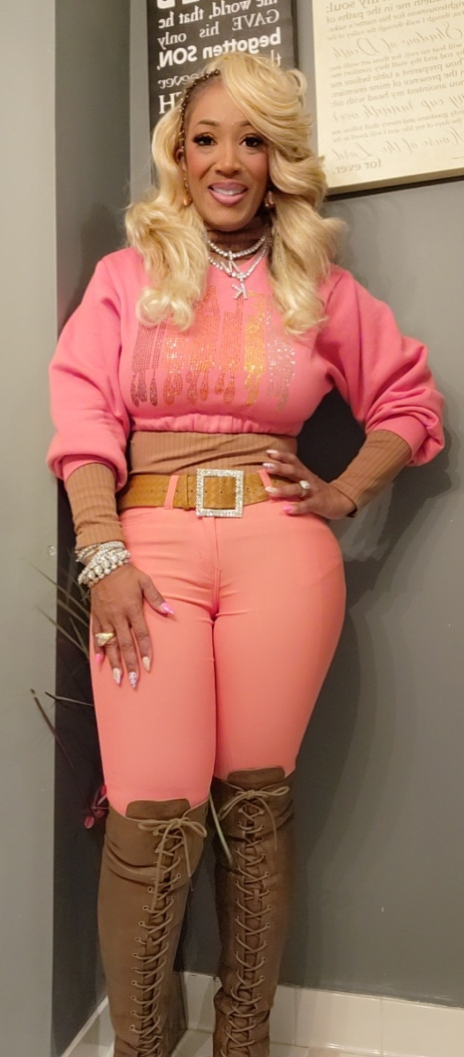 THE LUXE NK GLAM GIRL BELT & ACCESSORIES COLLECTION - PU LEATHER BRAIDED WIDE BELT -