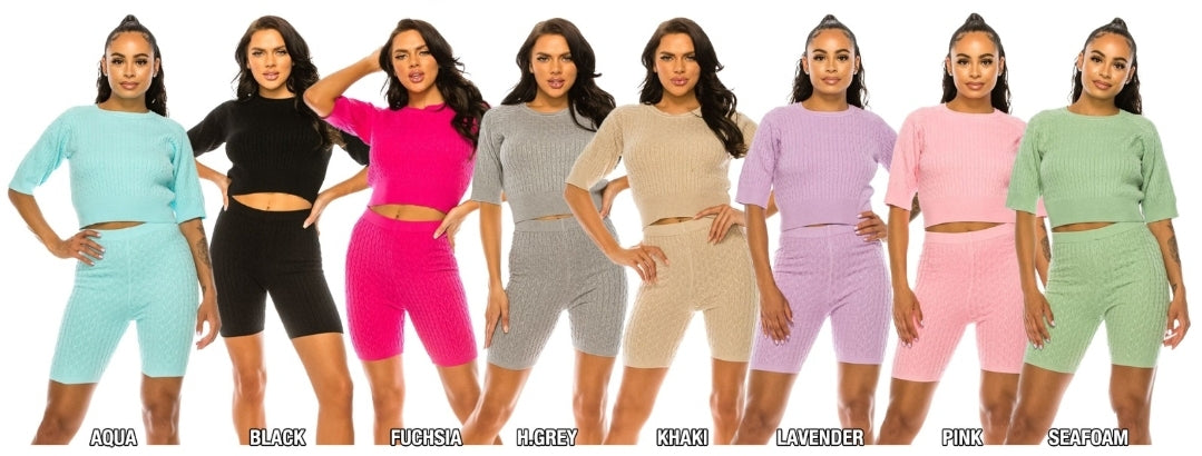 THE LUXE NK GLAM SPRING COLLECTION - TWISTED CABLE BIKER SHORT SETS - DS668