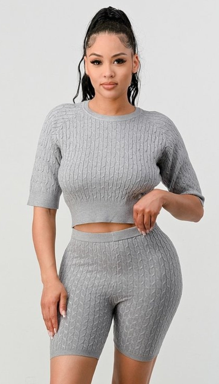 THE LUXE NK GLAM SPRING COLLECTION - TWISTED CABLE BIKER SHORT SETS - DS668