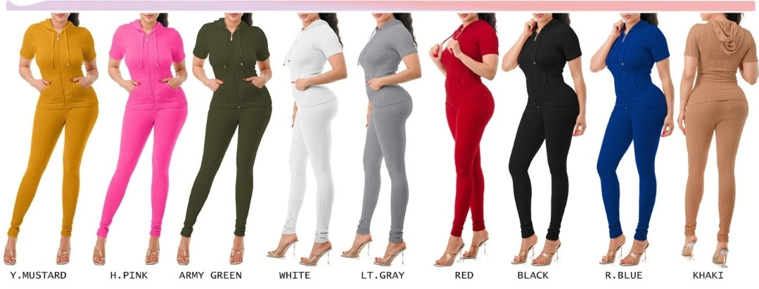 THE LUXE NK GLAM GIRL ACTIVEWEAR & LOUNGE WEAR COLLECTION - SUPER STRETCHY SHORT SLEEVE HOODIE CABLE SET - SET9898