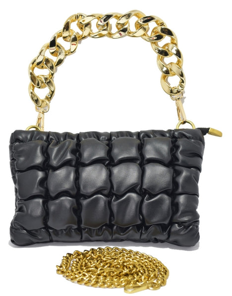 THE LUXE NK GLAM GIRL LUXURY JEWELRY AND ACCESSORY COLLECTION - THE  LUXE NK GLAM GIRL FAUX LEATHER CUBAM LINK CHAIN CLUTCH BAG -
