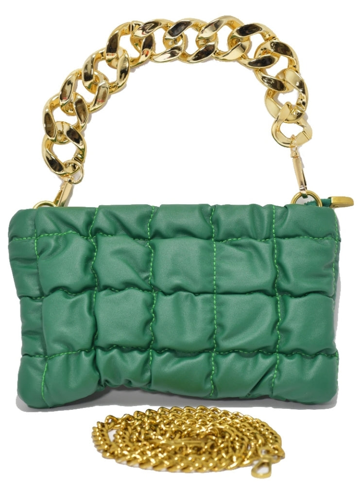 THE LUXE NK GLAM GIRL LUXURY JEWELRY AND ACCESSORY COLLECTION - THE  LUXE NK GLAM GIRL FAUX LEATHER CUBAM LINK CHAIN CLUTCH BAG -