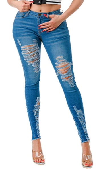 THE LUXE NK GLAM SUPER STRETCHY JEAN COLLECTION - SUPER STRETCHY RIPPED DENIM JEANS - MMB1002